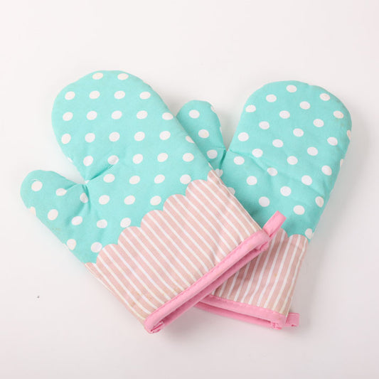 Polka-Stripe Baking Gloves