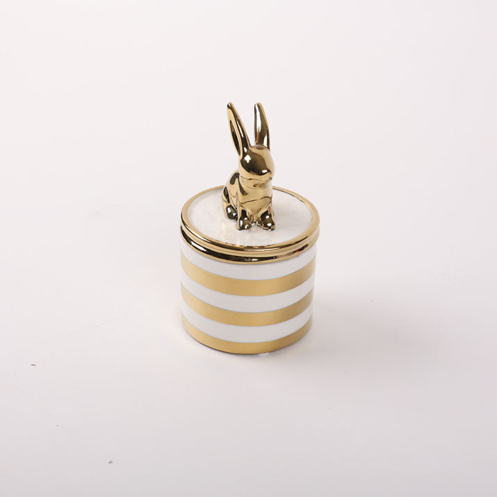 White Gold Bunny Jar